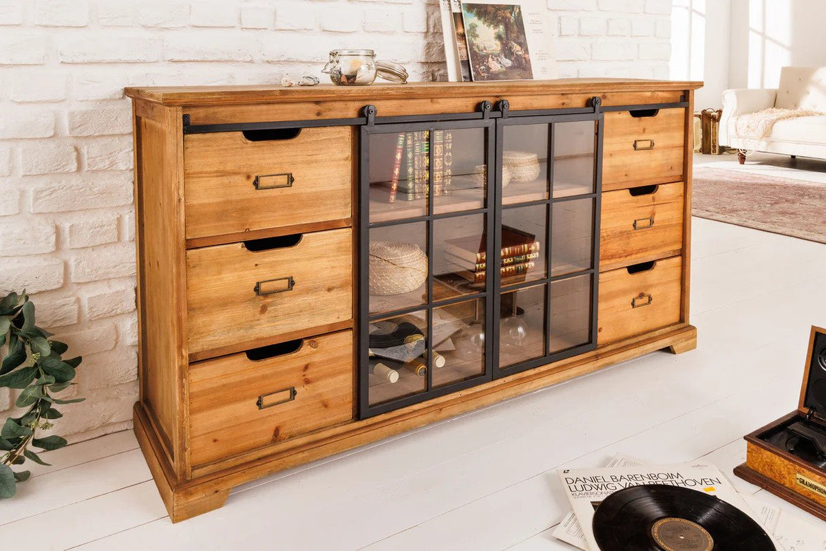 HERITAGE barna fenyőfa vitrin 150 cm
