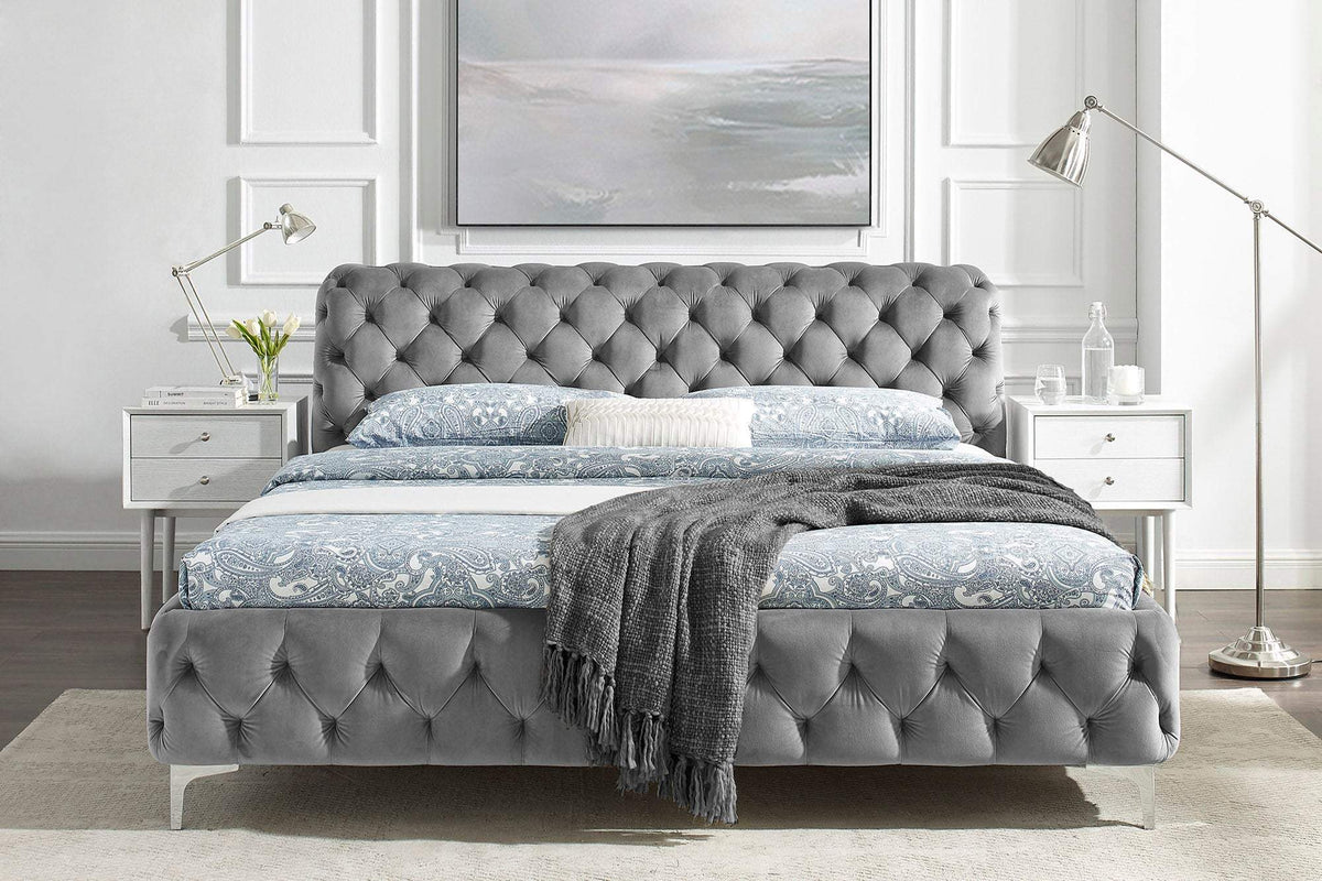MODERN BAROCK szürke bársony ágy 180x200 cm
