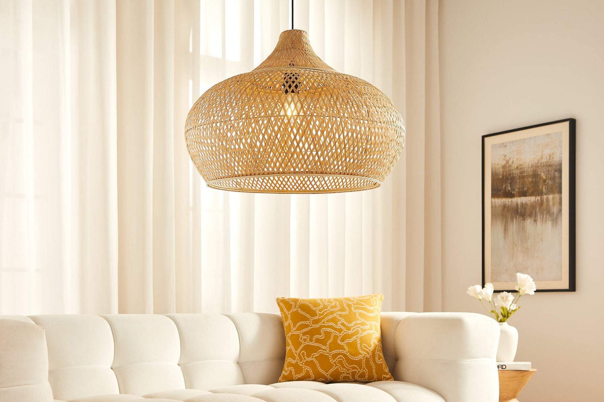 ORGANIC LIVING bézs bambusz függőlámpa