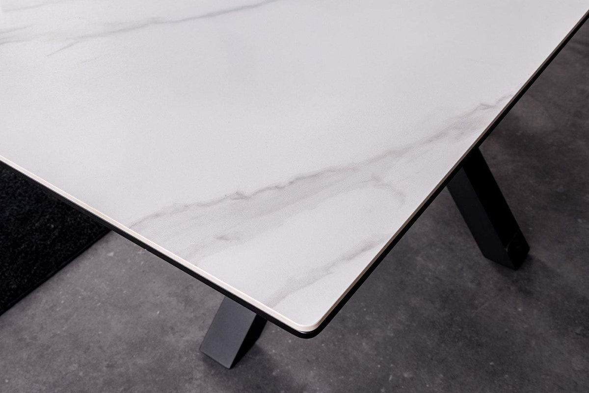 ETERNITY fehér kerámia étkezőasztal 160-200 cm