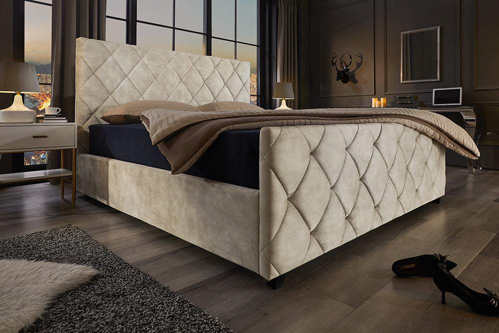ELYSIUM bézs bársony ágy 180x200 cm