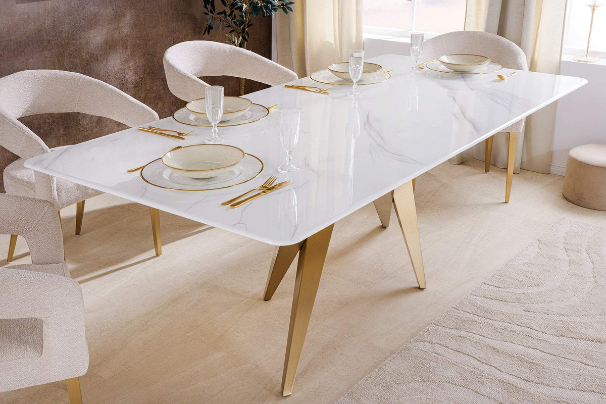 ART LIVING fehér kerámia étkezőasztal 200 cm