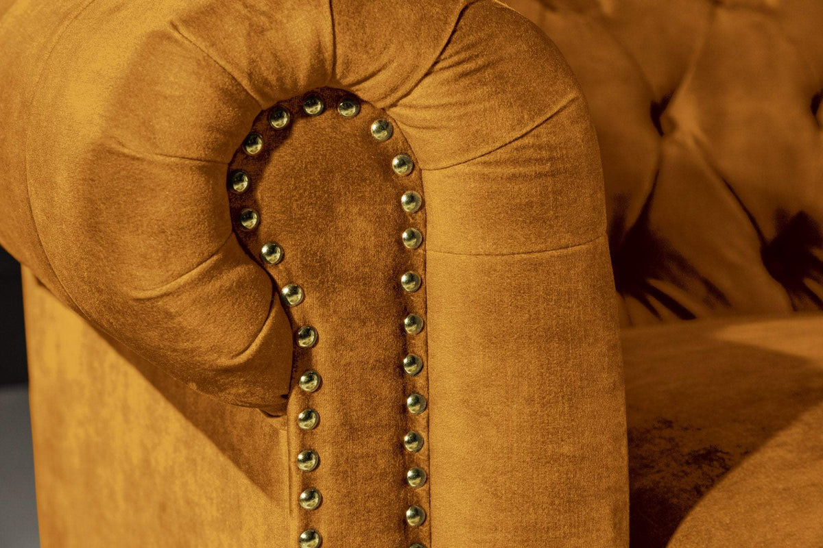 CHESTERFIELD sárga bársony kanapé