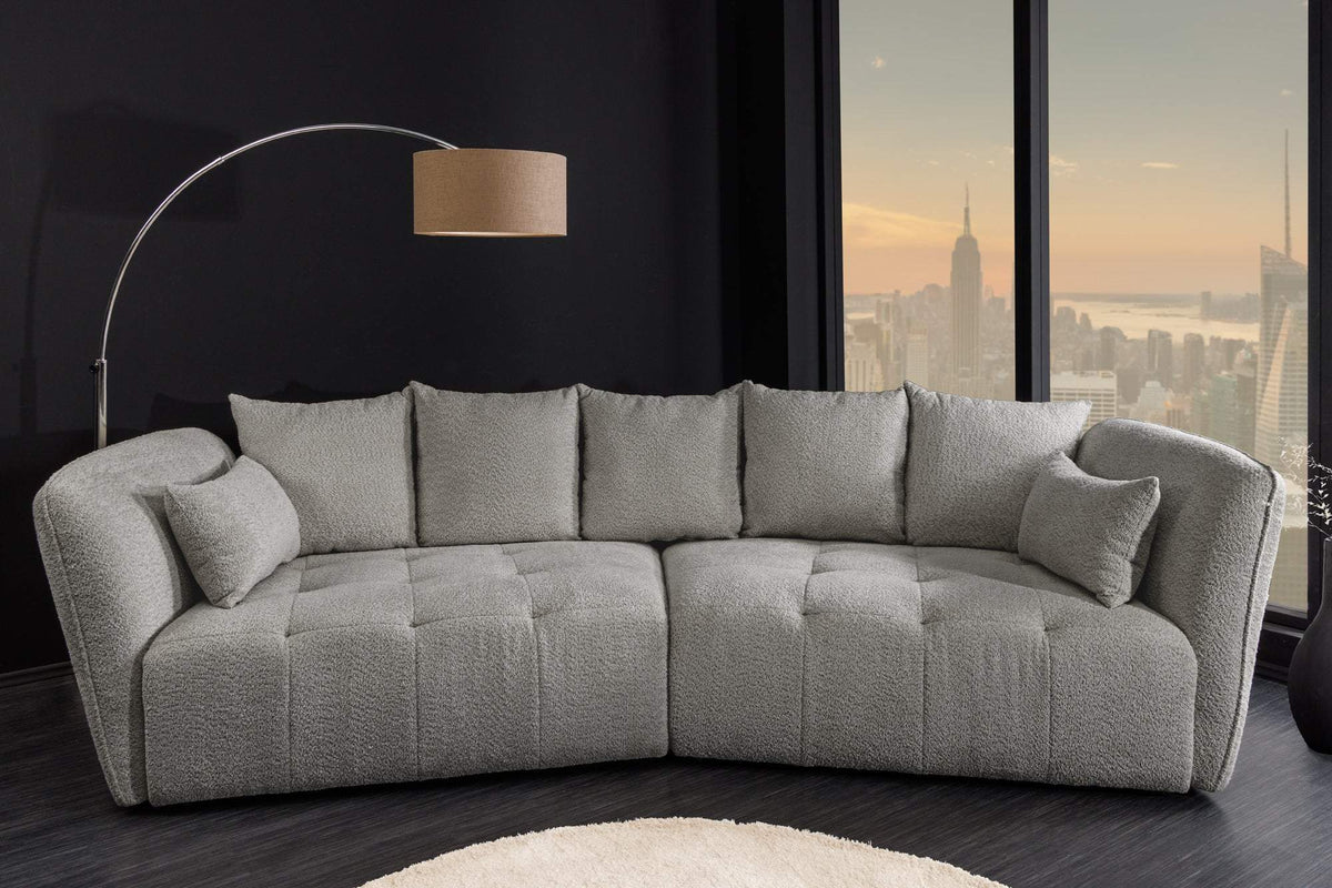 ROYAL XL szürke buklé sarokkanapé