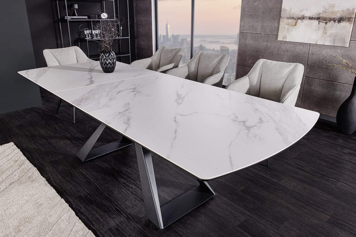 CONCORD fehér kerámia étkezőasztal 180-230 cm