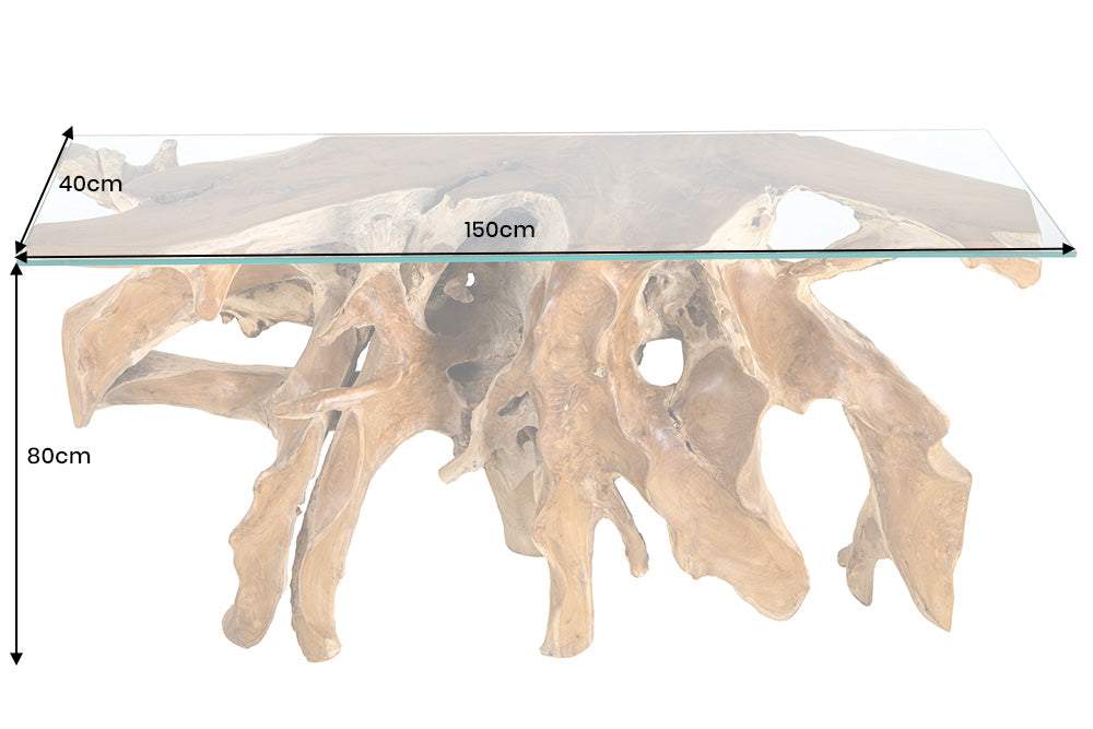 ROOT barna uszadékfa konzolasztal - ÜVEGLAP NÉLKÜL