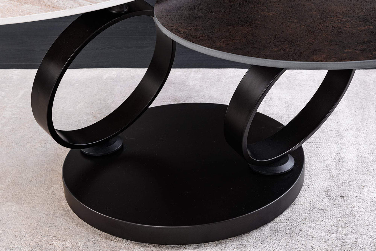 DANCING RINGS barna kerámia dohányzóasztal