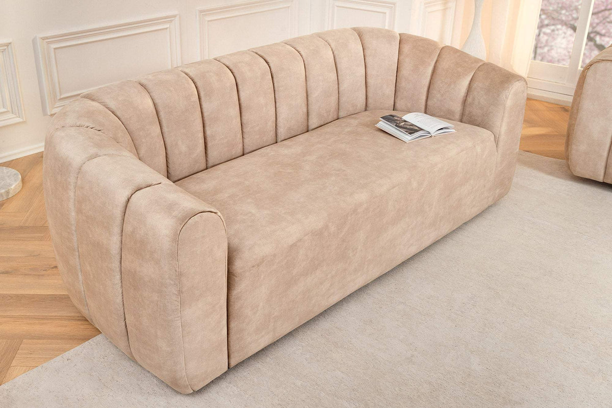 BABYLON bézs bársony kanapé