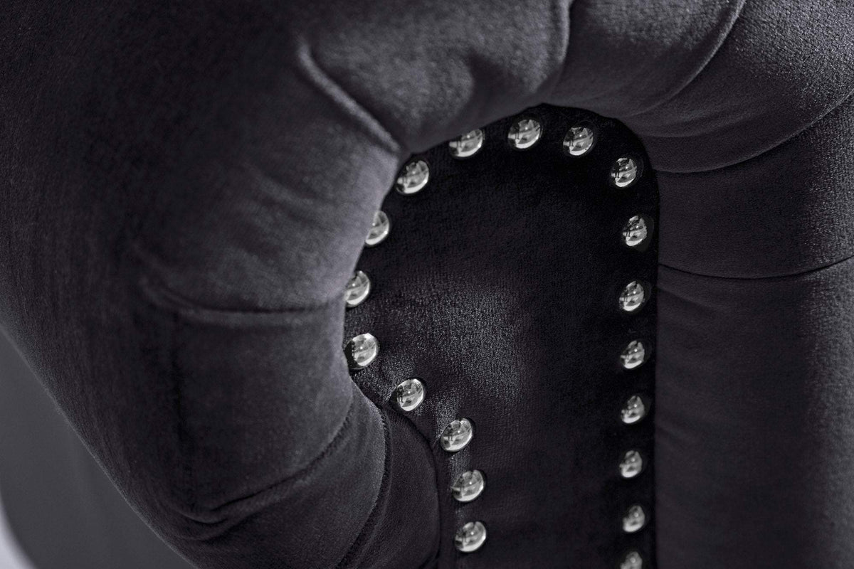 CHESTERFIELD fekete bársony kanapé