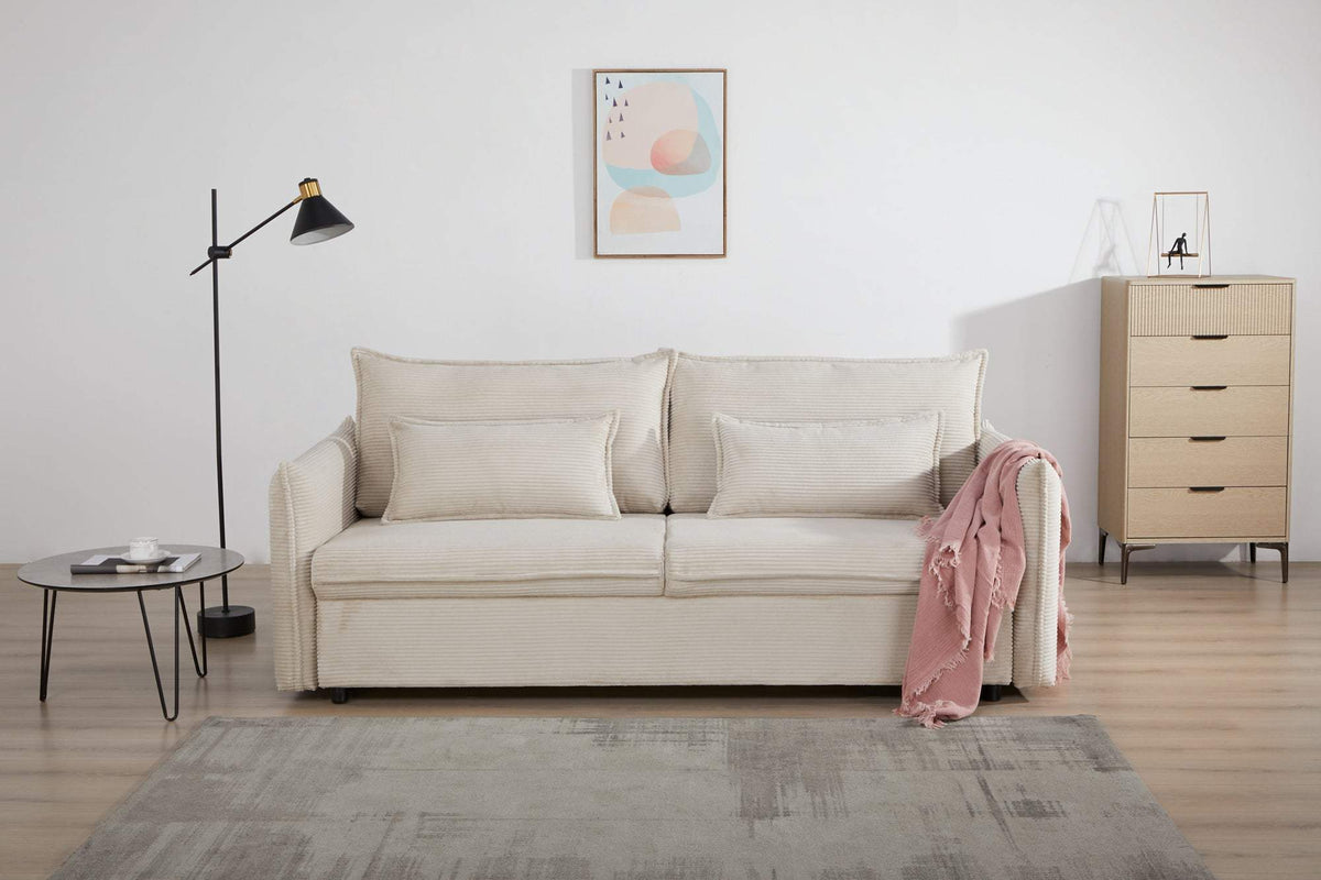 APARTMENT bézs kordbársony kanapéágy