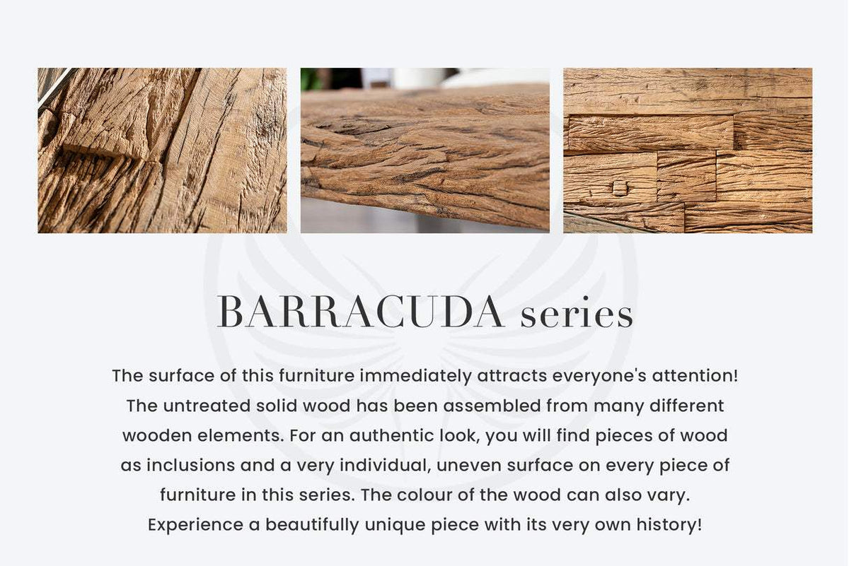 BARRACUDA átlátszó tikfa étkezőasztal 220 cm