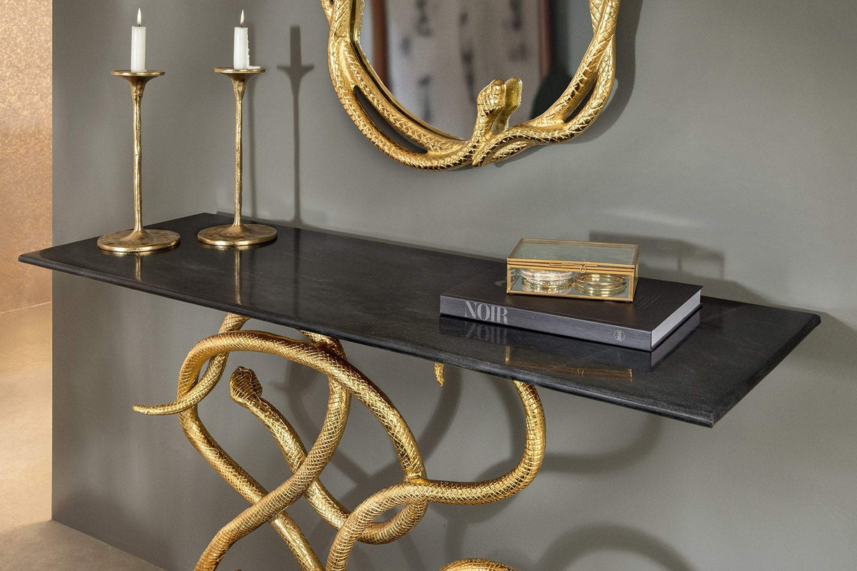 WILDLIFE SNAKE fekete márvány konzolasztal