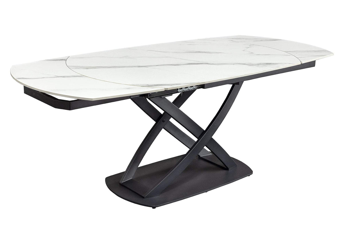 INCEPTION fehér kerámia étkezőasztal 130-190 cm