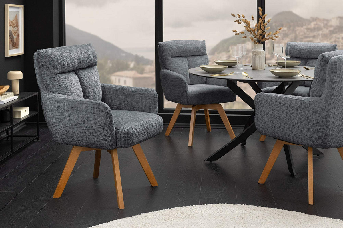 BIG GEORGE szürke polyester zsenília forgószék