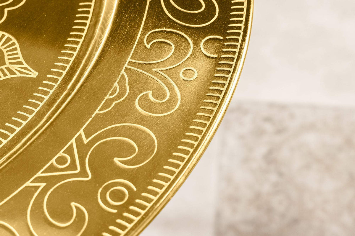 MARRAKESH sárgaréz lerakóasztal levehető tálcával