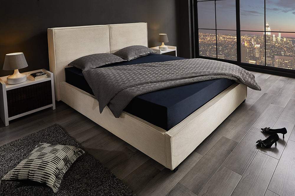 ROCCO bézs kordbársony ágy 180x200 cm