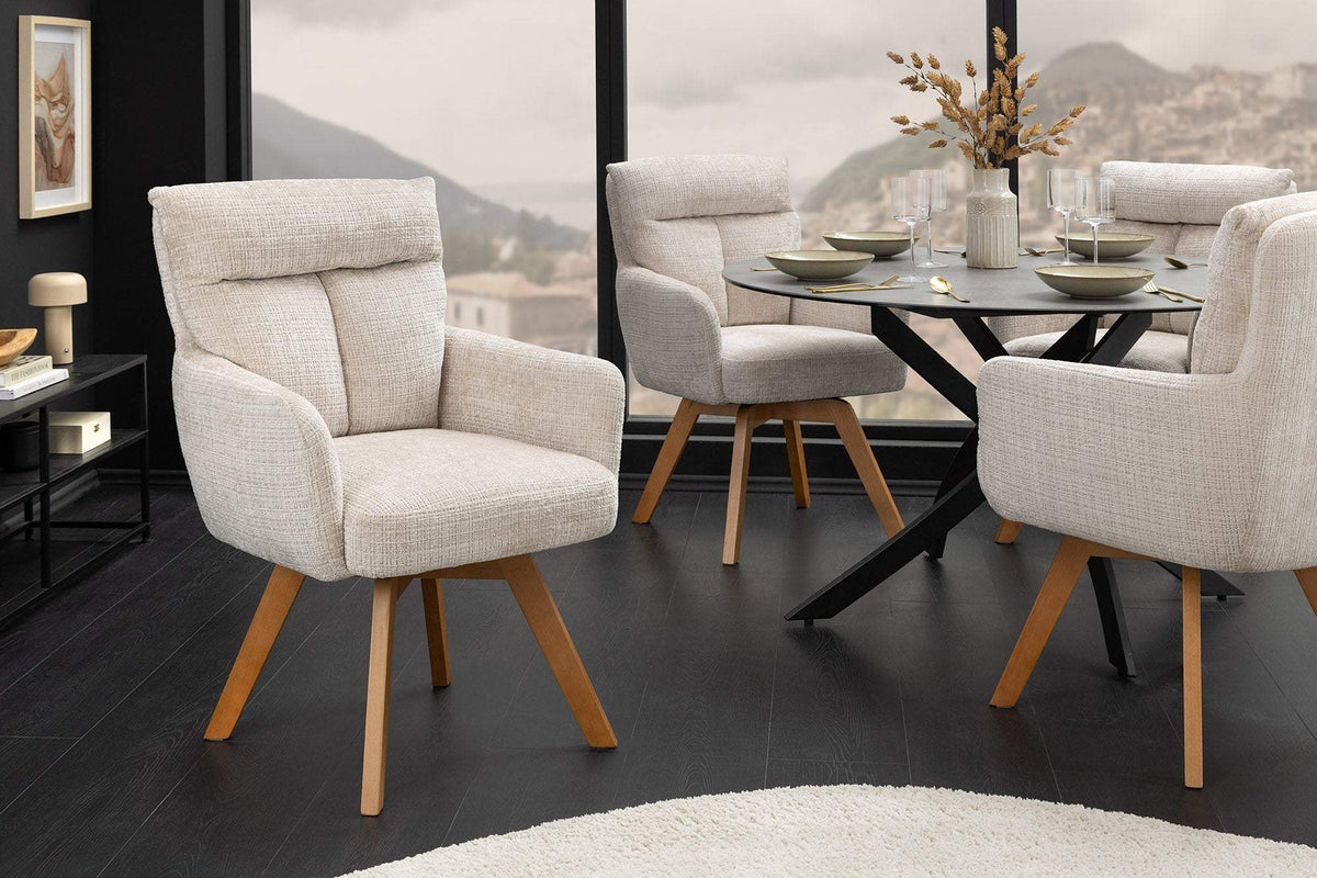 BIG GEORGE bézs polyester zsenília forgószék