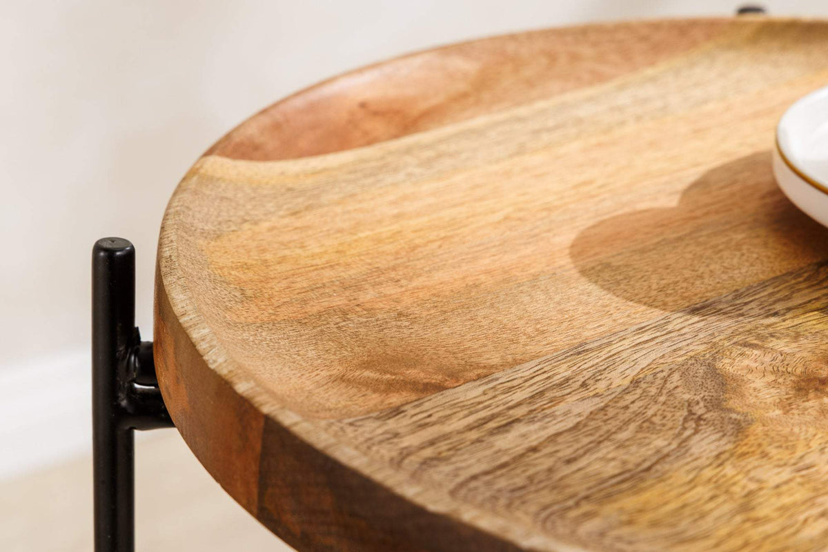 TRAYFUL mangófa lerakóasztal levehető tálcával