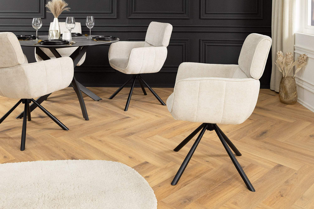 UNIQUE bézs polyester zsenília forgószék