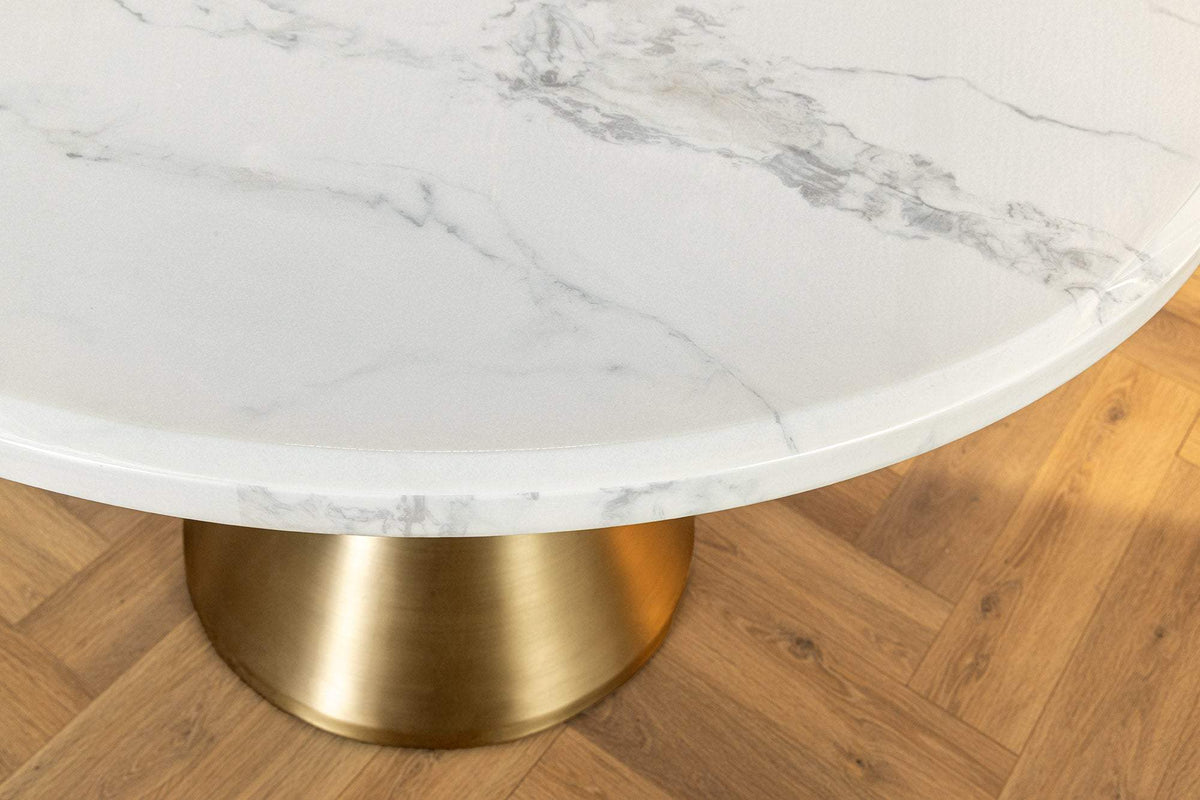 ELEGANCIA fehér műmárvány étkezőasztal 130 cm