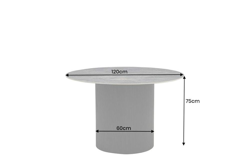 UNIQUE szürke kerámia kerek étkezőasztal 120 cm