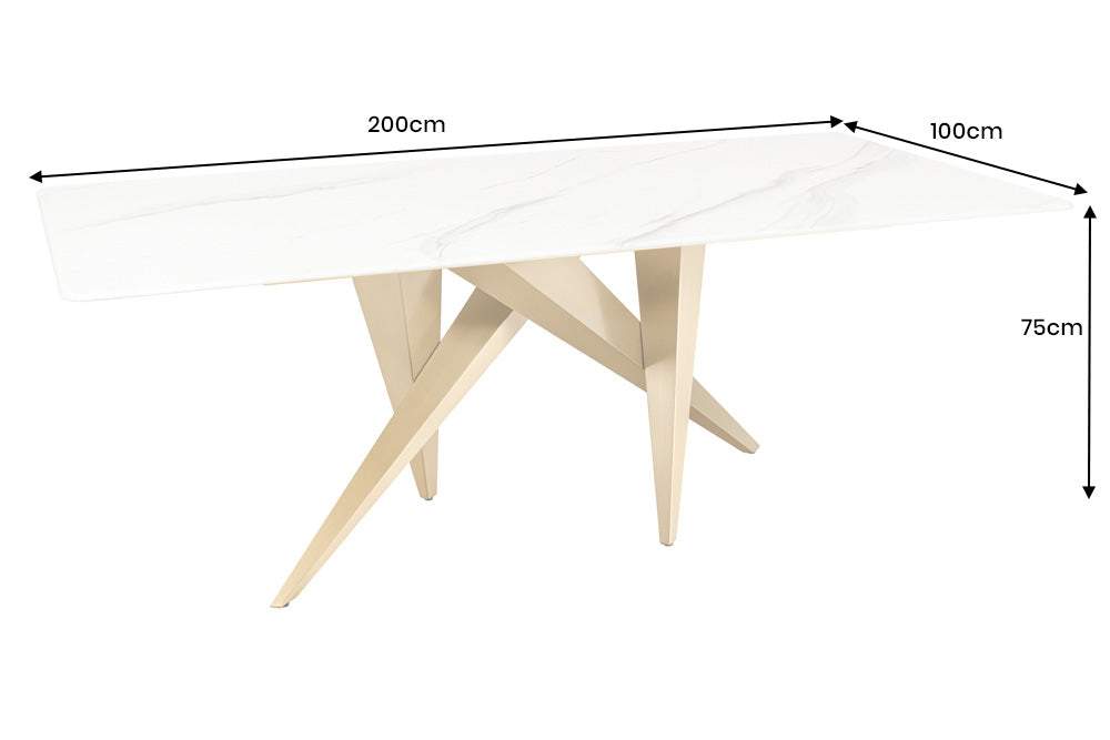 ART LIVING fehér kerámia étkezőasztal 200 cm