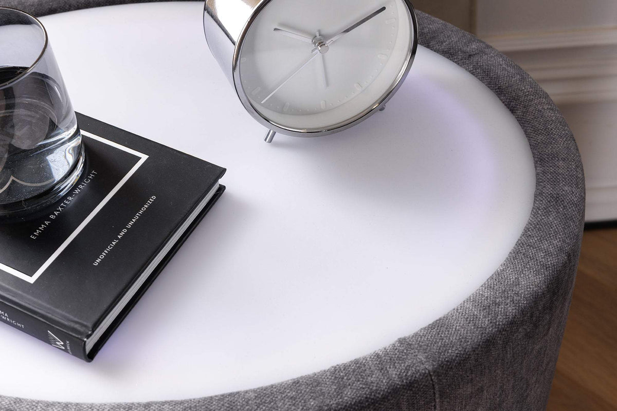 SIGNUM LED szürke bársony ovális éjjeliszekrény