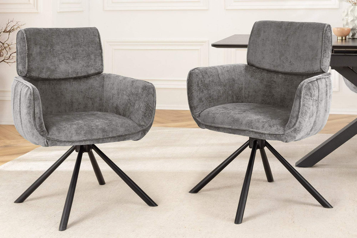 UNIQUE szürke polyester zsenília forgószék