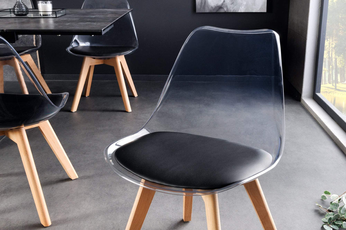 SCANDINAVIA átlátszó és fekete műbőr szék