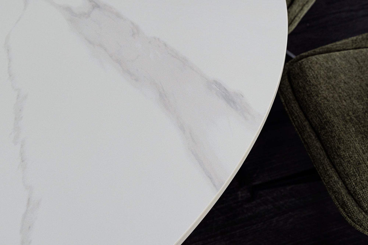 UNIQUE fehér kerámia kerek étkezőasztal 120 cm