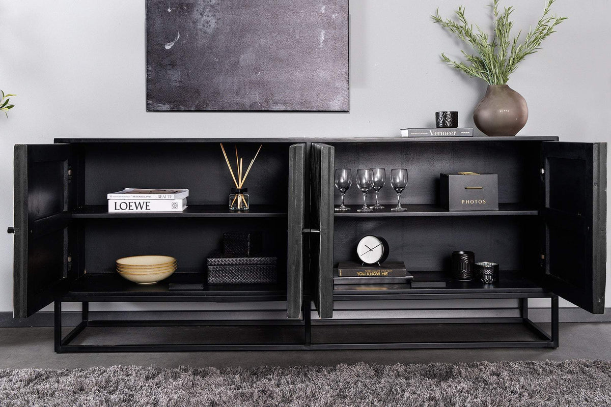 BARRACUDA szürke mangófa tikfa tálalószekrény