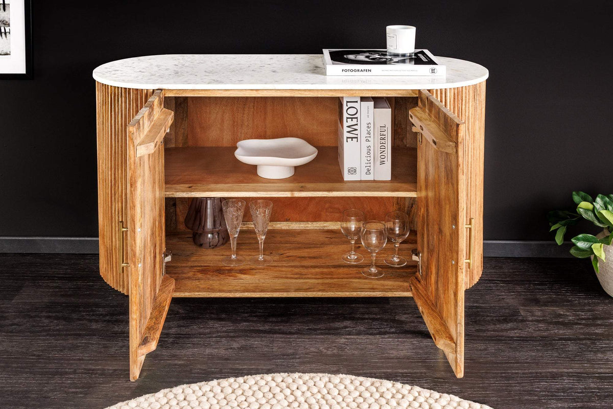 TRES CHIC fehér márvány komód 105 cm