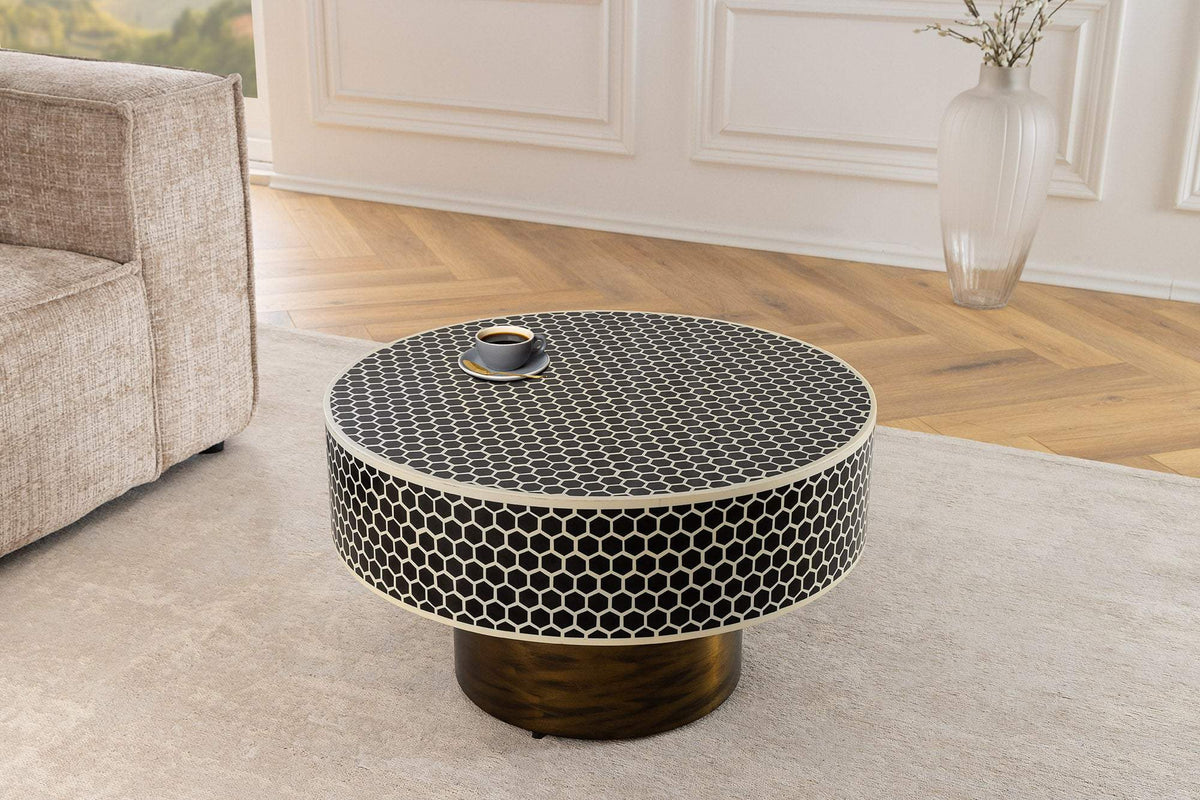 HARMONY NATURE fekete polirezin dohányzóasztal