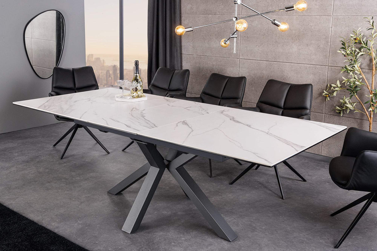 ETERNITY fehér kerámia étkezőasztal 160-200 cm