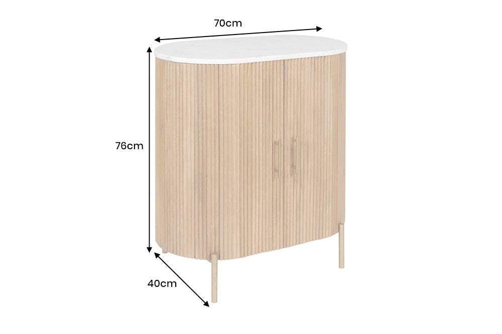 TRES CHIC fehér márvány komód 70 cm