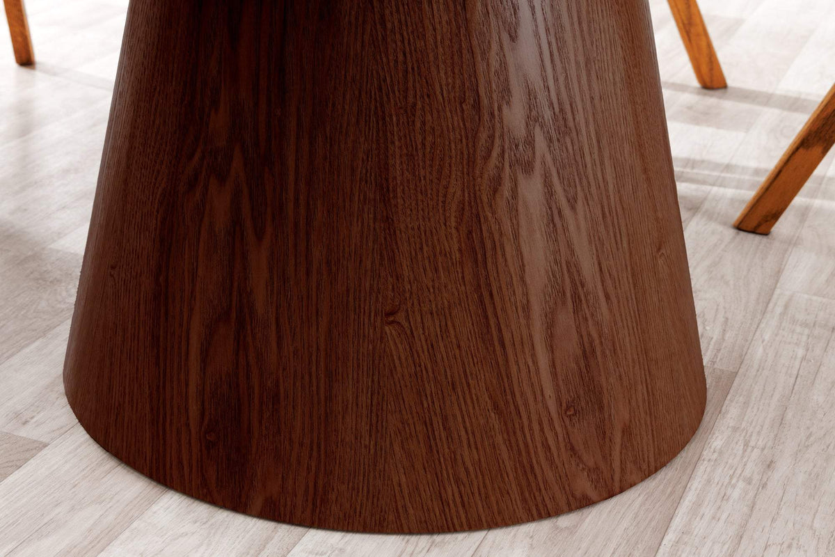 UNIQUE fehér kerámia étkezőasztal diófa vázzal 120 cm