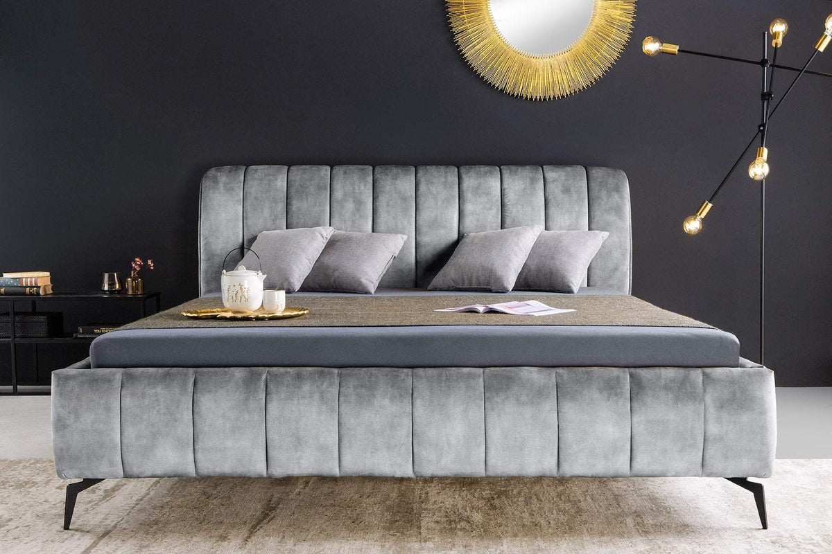 AMSTERDAM szürke bársony ágy 160x200 cm