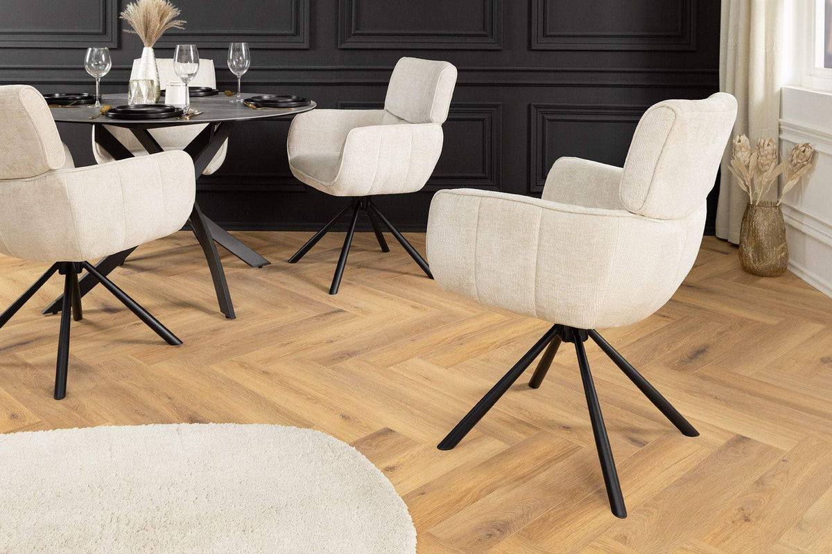 UNIQUE bézs polyester zsenília forgószék