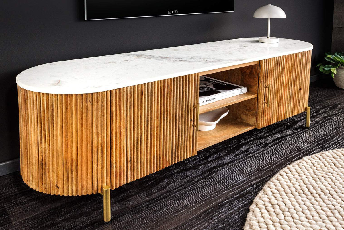 TRES CHIC fehér márvány tv szekrény