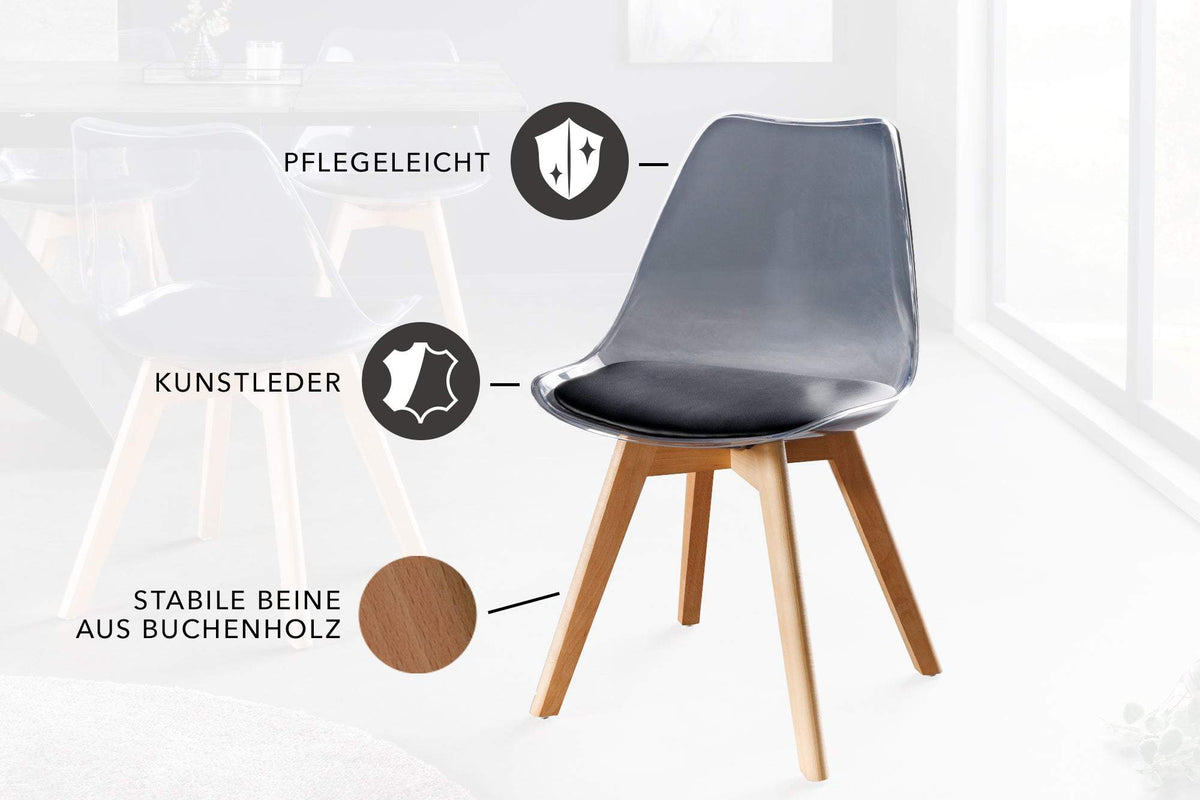 SCANDINAVIA átlátszó és fekete műbőr szék