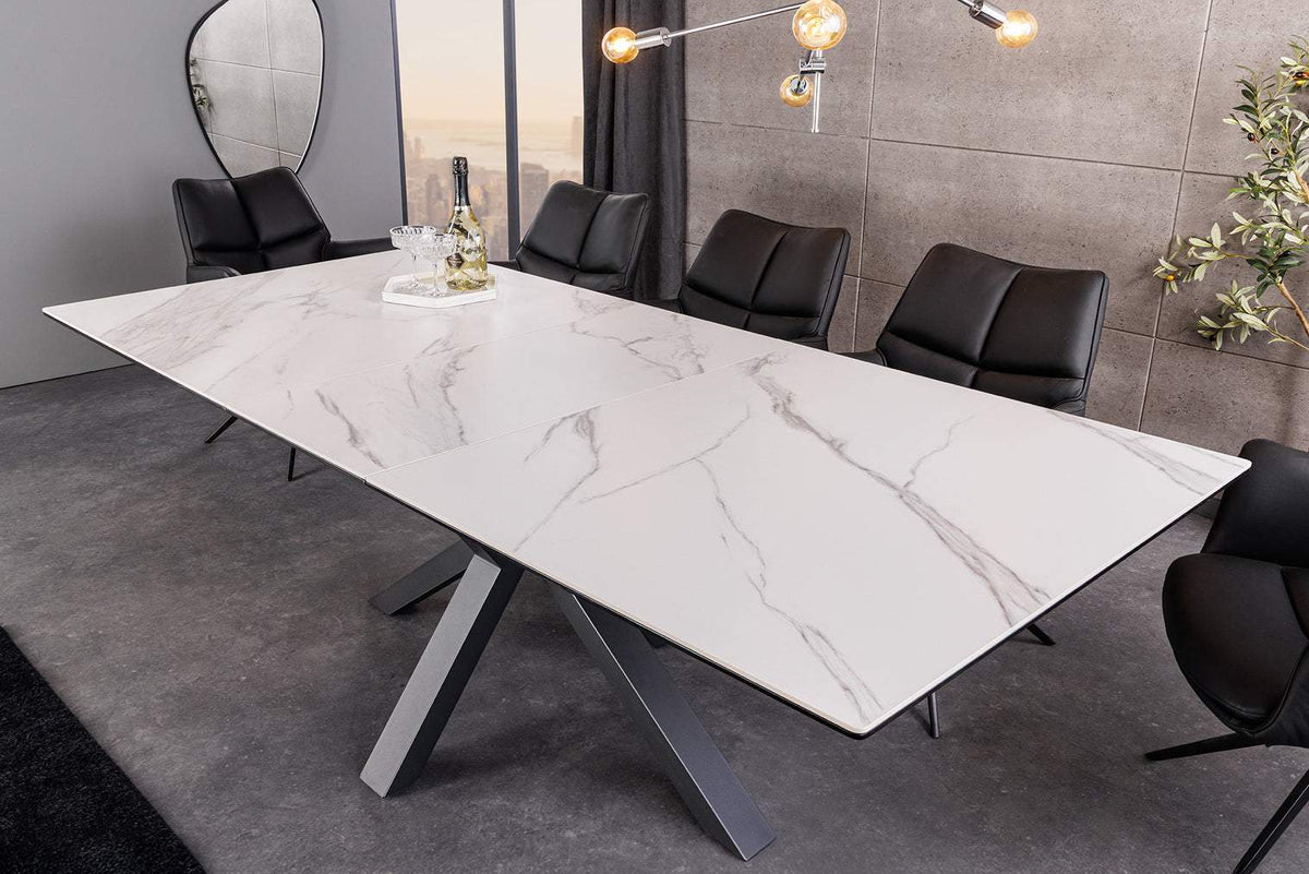 ETERNITY fehér kerámia étkezőasztal 160-200 cm