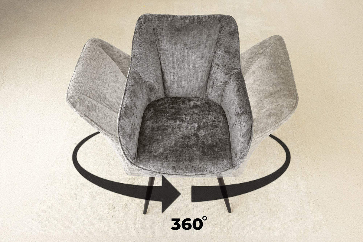 AVIGNON szürke polyester zsenília forgószék