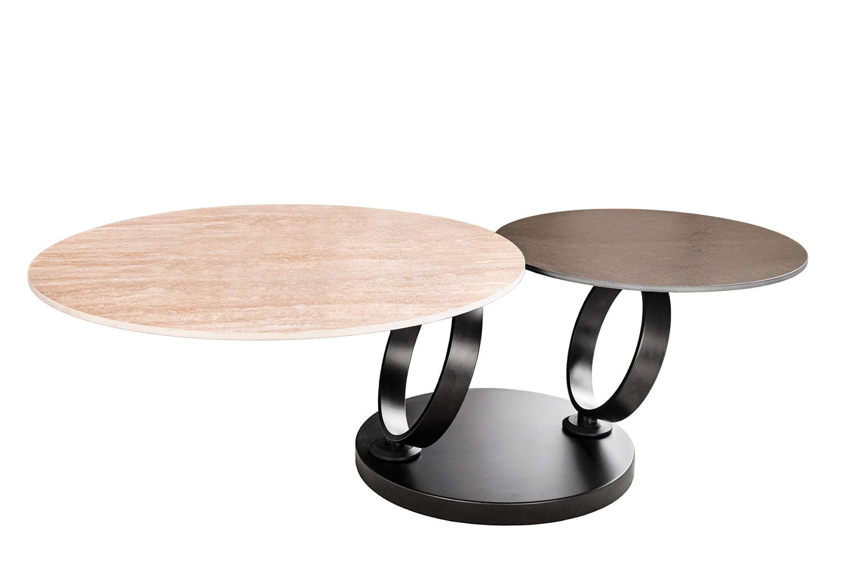 DANCING RINGS barna kerámia dohányzóasztal