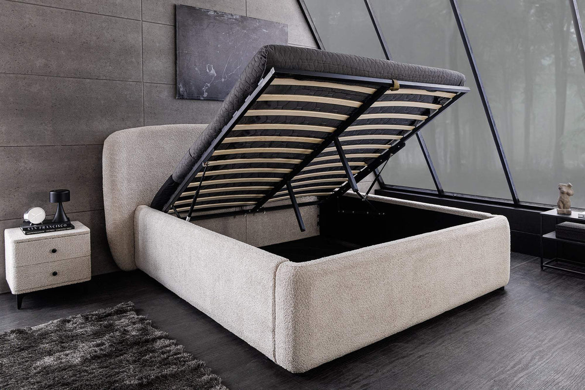 ART DECO szürkésbarna buklé ágy 180x200 cm