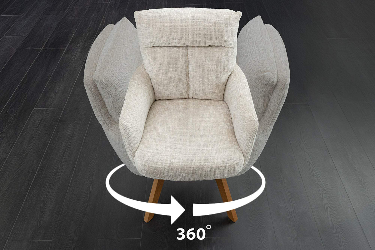 BIG GEORGE bézs polyester zsenília forgószék