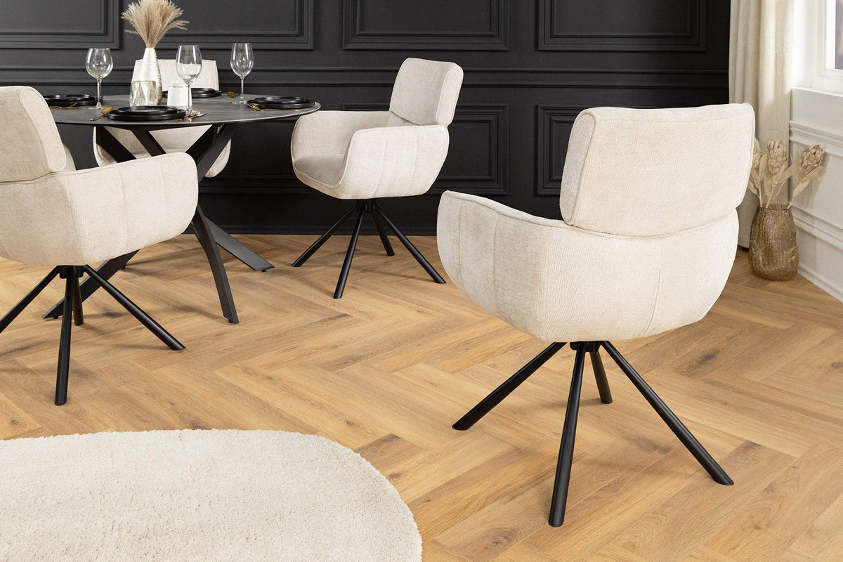 UNIQUE bézs polyester zsenília forgószék