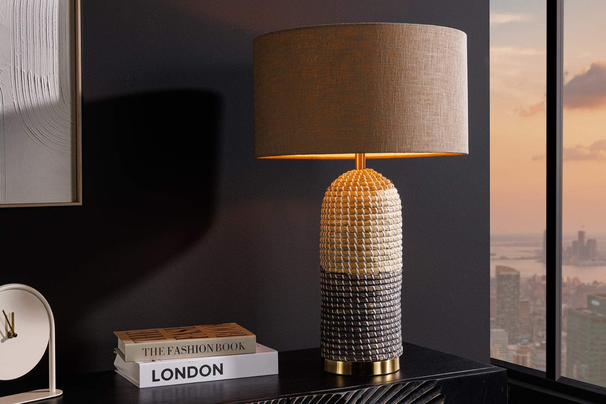 ZEA bézs fonott asztali lámpa