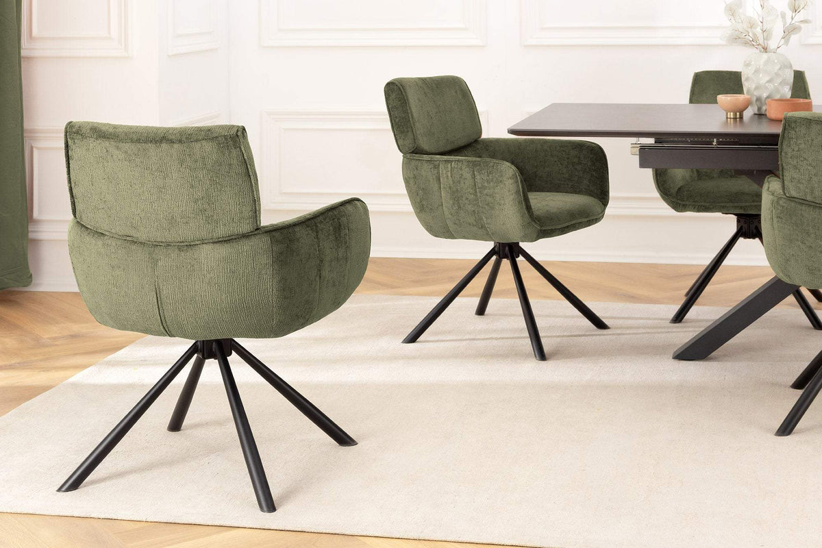 UNIQUE zöld polyester zsenília forgószék