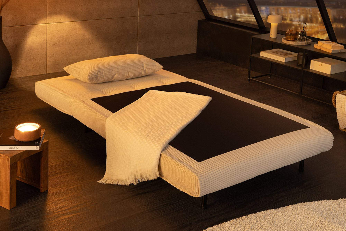 SMART MULTIFUNCTION bézs kordbársony fotelágy 100 cm