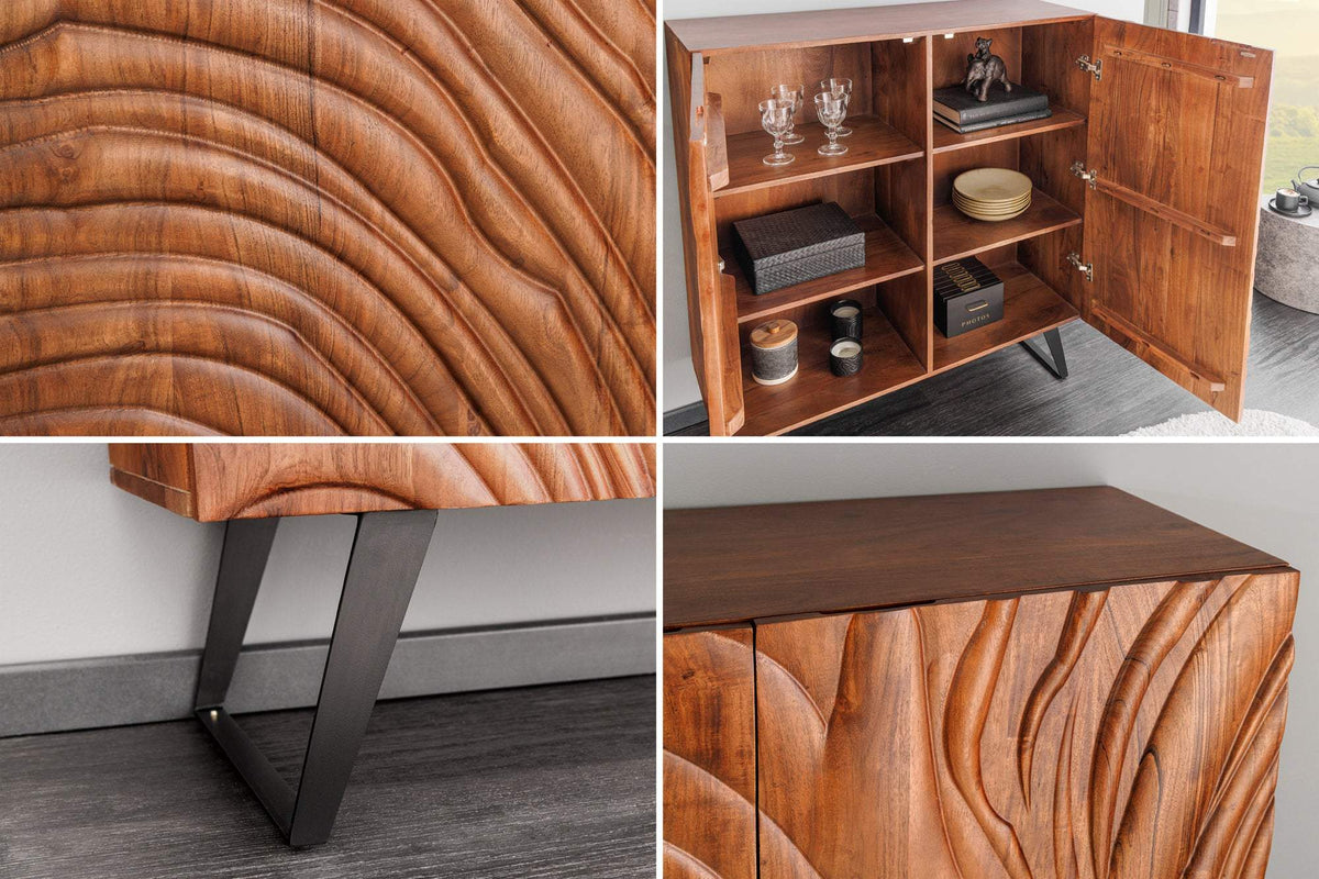 FLUID barna akácfa tálalószekrény 120 cm